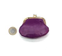 LOLUNA® Mini Porte-Monnaie Femme Cuir véritable Agneau Souple - Fermoir Clic Clac - Couleurs au Choix - Violet