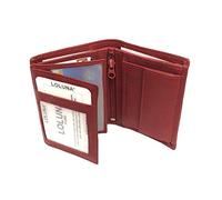 LOLUNA® Mini Portefeuille Format Carte Credit Cuir Vachette Souple 3 Volets pour Placer 10 Cartes - permis - identité - Billet - Monnaie - Idée Cadeau pour Homme et Femme - Rouge