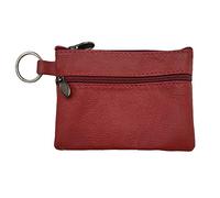 LOLUNA® Petit Porte-Monnaie Cuir véritable Pratique - Carte bancaire - Clé - Compact Plat pour Homme et Femme Plusieurs Couleur (Rouge foncé)