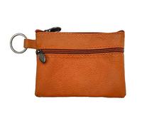 LOLUNA® Petit Porte-Monnaie Cuir véritable Pratique - Carte bancaire - Clé - Compact Plat pour Homme et Femme Plusieurs Couleur (Orange/Camel)