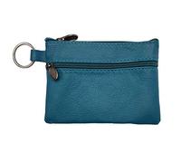 LOLUNA® Petit Porte-Monnaie Cuir véritable Pratique - Carte bancaire - Clé - Compact Plat pour Homme et Femme Plusieurs Couleur (Bleu Canard)