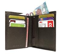 LOLUNA® Petit Portefeuille Classique en Cuir Vachette, Souple et Compact, 2 Volets Pratique pour Placer permis - identité - Cartes - Billet - Monnaie - Idée Cadeau pour Homme et Femme - Brun