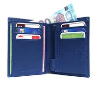 LOLUNA® Petit Portefeuille Classique en Cuir Vachette, Souple et Compact, 2 Volets Pratique pour Placer permis - identité - Cartes - Billet - Monnaie - Idée Cadeau pour Homme et Femme - Bleu Marine