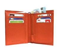 LOLUNA® Petit Portefeuille Classique en Cuir Vachette, Souple et Compact, 2 Volets Pratique pour Placer permis - identité - Cartes - Billet - Monnaie - Idée Cadeau pour Homme et Femme - Orange