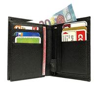 LOLUNA® Petit Portefeuille Classique en Cuir Vachette, Souple et Compact, 2 Volets Pratique pour Placer permis - identité - Cartes - Billet - Monnaie - Idée Cadeau pour Homme et Femme - Noir