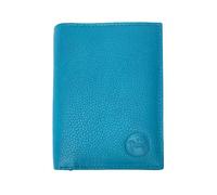 LOLUNA® Petit portefeuille cuir souple, 2 volets compact pour placer permis, identité, cartes, billet et monnaie - Turquoise