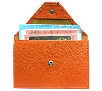 LOLUNA® Pochette format enveloppe pour papier voiture, carte grise, permis conduire tout en cuir plusieurs couleur homme et femme (Orange)