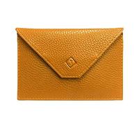 LOLUNA® Pochette format enveloppe pour papier voiture, carte grise, permis conduire tout en cuir plusieurs couleur homme et femme (Jaune moutarde)