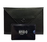 LOLUNA® Pochette Format enveloppe pour Papier Voiture + étui Carte RFID, Carte Grise, permis Conduire Tout en Cuir Plusieurs Couleur Homme et Femme - Noir