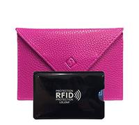 LOLUNA® Pochette Format enveloppe pour Papier Voiture + étui Carte RFID, Carte Grise, permis Conduire Tout en Cuir Plusieurs Couleur Homme et Femme - Fuchsia
