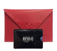 LOLUNA® Pochette Format enveloppe pour Papier Voiture + étui Carte RFID, Carte Grise, permis Conduire Tout en Cuir Plusieurs Couleur Homme et Femme - Rouge
