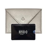 LOLUNA® Pochette Format enveloppe pour Papier Voiture + étui Carte RFID, Carte Grise, permis Conduire Tout en Cuir Plusieurs Couleur Homme et Femme - Argent