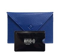 LOLUNA® Pochette Format enveloppe pour Papier Voiture + étui Carte RFID, Carte Grise, permis Conduire Tout en Cuir Plusieurs Couleur Homme et Femme - Bleu Marine