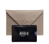 LOLUNA® Pochette Format enveloppe pour Papier Voiture + étui Carte RFID, Carte Grise, permis Conduire Tout en Cuir Plusieurs Couleur Homme et Femme - Taupe