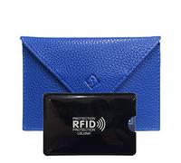 LOLUNA® Pochette Format enveloppe pour Papier Voiture + étui Carte RFID, Carte Grise, permis Conduire Tout en Cuir Plusieurs Couleur Homme et Femme - Bleu Clair