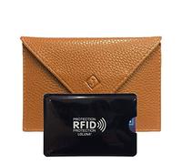 LOLUNA® Pochette Format enveloppe pour Papier Voiture + étui Carte RFID, Carte Grise, permis Conduire Tout en Cuir Plusieurs Couleur Homme et Femme - Camel