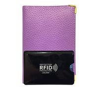 LOLUNA® Porte Carte didentité et permis de Conduire + étui Carte RFID, Petit Format Compact, Fin et Plat en Cuir (Violet/RFID)