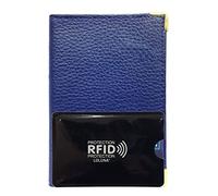 LOLUNA® Porte Carte didentité et permis de Conduire + étui Carte RFID, Petit Format Compact, Fin et Plat en Cuir (Bleu Marine/RFID)