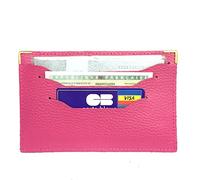 LOLUNA® Porte Carte Grise Plat Double Face Cuir pour Document Voiture, permis, Assurance et Carte crédit Existe en Plusieurs Couleur (Fuchsia)