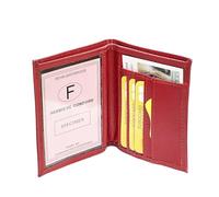LOLUNA® Porte Carte identité - Permis de Conduire - Carte bancaire - Vitale - Billet - Fidélités - Petit Format Compact, Fin et Plat, Emplacement Cousu, en Cuir dans Plusieurs Couleurs - Rouge