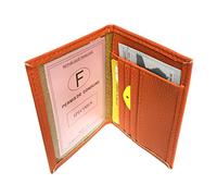 LOLUNA® Porte Carte identité - Permis de Conduire - Carte bancaire - Vitale - Navigo - Fidélités - Petit Format Compact, Fin et Plat, Emplacement Cousu, en Cuir dans Plusieurs Couleurs - Orange