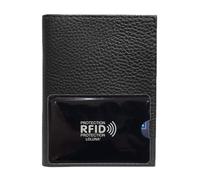 LOLUNA® Porte Carte identité - Permis de Conduire + étui Carte RFID - Carte bancaire - Billet - Petit Format Compact, Fin et Plat, Emplacement Cousu, en Cuir dans Plusieurs Couleurs - Noir
