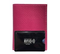 LOLUNA® Porte Carte identité - Permis de Conduire + étui Carte RFID - Carte bancaire - Navigo - Petit Format Compact, Fin et Plat, Emplacement Cousu, en Cuir dans Plusieurs Couleurs - Fuchsia