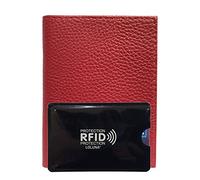 LOLUNA® Porte Carte identité - Permis de Conduire + étui Carte RFID - Carte bancaire - Navigo - Petit Format Compact, Fin et Plat, Emplacement Cousu, en Cuir dans Plusieurs Couleurs - Rouge