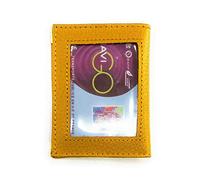 LOLUNA® Porte-Carte NAVIGO Simple 1 à 2 Carte Transparent, Compact en Cuir Existe en Plusieurs Couleur pour Homme et Femme - Jaune Moutarde