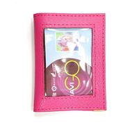 LOLUNA® Porte-Carte NAVIGO Simple 1 à 2 Carte Transparent + étui Carte RFID, Compact en Cuir Existe en Plusieurs Couleur pour Homme et Femme - Fuchsia