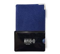 LOLUNA® Porte-Carte Simple 1 à 2 Carte + étui Carte RFID, Compact en Cuir chèvre Made in France, Existe en Plusieurs Couleur pour Homme et Femme - Bleu