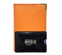 LOLUNA® Porte-Carte Simple 1 à 2 Carte + étui Carte RFID, Compact en Cuir Existe en Plusieur Couleur pour Homme et Femme - Orange