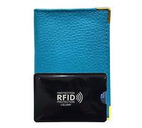 LOLUNA® Porte-Carte Simple 1 à 2 Carte + étui Carte RFID, Compact en Cuir Existe en Plusieur Couleur pour Homme et Femme - Bleu Ciel