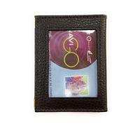 LOLUNA® Porte-Carte Simple 1 à 2 Carte Transparent Compact en Cuir Existe en Plusieurs Couleur pour Homme et Femme - Brun