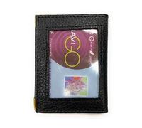 LOLUNA® Porte-Carte Simple 1 à 2 Carte Transparent Compact en Cuir Existe en Plusieurs Couleur pour Homme et Femme - Noir