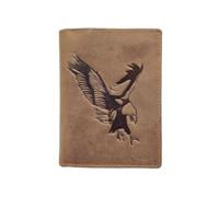 LOLUNA® Porte-Cartes en Cuir Motif Aigle, Portefeuille Compact Multi-Poches, Protection RFID, idée Cadeau fête, Anniversaire (Marron)