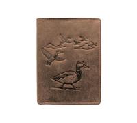 LOLUNA® Porte-Cartes en Cuir Motif Canard, Portefeuille Compact Multi-Poches, Protection RFID, idée Cadeau fête, Anniversaire (Marron)