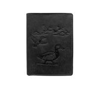 LOLUNA® Porte-Cartes en Cuir Motif Canard, Portefeuille Compact Multi-Poches, Protection RFID, idée Cadeau fête, Anniversaire (Noir)