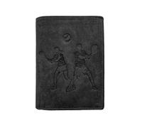 LOLUNA® Porte-Cartes en Cuir Motif Tennis, Portefeuille Compact Multi-Poches, Protection RFID, idée Cadeau fête, Anniversaire (Noir)