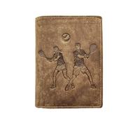 LOLUNA® Porte-Cartes en Cuir Motif Tennis, Portefeuille Compact Multi-Poches, Protection RFID, idée Cadeau fête, Anniversaire (Marron)