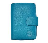 LOLUNA® Porte-Monnaie Cuir Fermeture hermétique, Portefeuille, Compagnon, spacieux et Fonctionnel pour Ranger 9 Cartes, Billets, Monnaie, identité et permis - Turquoise