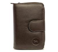 LOLUNA® Porte-Monnaie Cuir Fermeture hermétique - Portefeuille - Compagnon - spacieux et Fonctionnel pour Ranger 9 Cartes - Billet - Monnaie - identité - permis - Idée Cadeau pour Femme - Brun