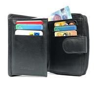 LOLUNA® Porte-Monnaie Cuir Fermeture hermétique - Portefeuille - Compagnon - spacieux et Fonctionnel pour Ranger 9 Cartes - Billet - Monnaie - identité - permis - Idée Cadeau pour Femme - Noir