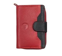 LOLUNA® Porte-Monnaie Cuir Fermeture hermétique - Portefeuille - Compagnon - spacieux, Fonctionnel pour Ranger 9 Cartes, Billet, Monnaie, identité, permis, Idée Cadeau pour Femme (Rouge Multicolore)