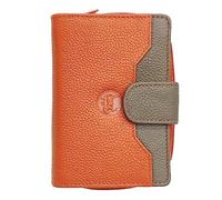 LOLUNA® Porte-Monnaie Cuir Fermeture hermétique - Portefeuille - Compagnon - spacieux, Fonctionnel pour Ranger 9 Cartes, Billet, Monnaie, identité, permis, Idée Cadeau pour Femme (Orange Multicolore)