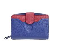 LOLUNA® Porte-Monnaie Cuir Fermeture hermétique - Portefeuille - Compagnon - spacieux, Fonctionnel pour Ranger 9 Cartes, Billet, Monnaie, identité, permis, Idée Cadeau pour Femme (Bleu Multicolore)