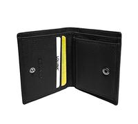 LOLUNA® Porte Monnaie Cuir véritable Compact et spacieux pour pièces, Billets et 2 Cartes bancaire, Homme et Femme Existe en Plusieurs Couleur (Noir)