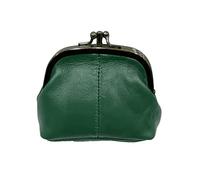 LOLUNA® Porte-Monnaie Femme Cuir Agneau Souple, Fermoir clic-clac modèle Retro, Compartiment Fermeture, Couleurs au Choix - Vert foncé