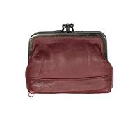 LOLUNA® Porte-Monnaie Femme Cuir Agneau Souple, Fermoir clic-clac modèle Retro, Compartiment Fermeture, Plat et Compact, Couleurs au Choix - Bordeaux