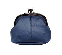 LOLUNA® Porte-Monnaie Femme Cuir véritable Agneau Souple - Fermoir Clic Clac et Compartiment Fermeture - Couleurs au Choix - Bleu Marine